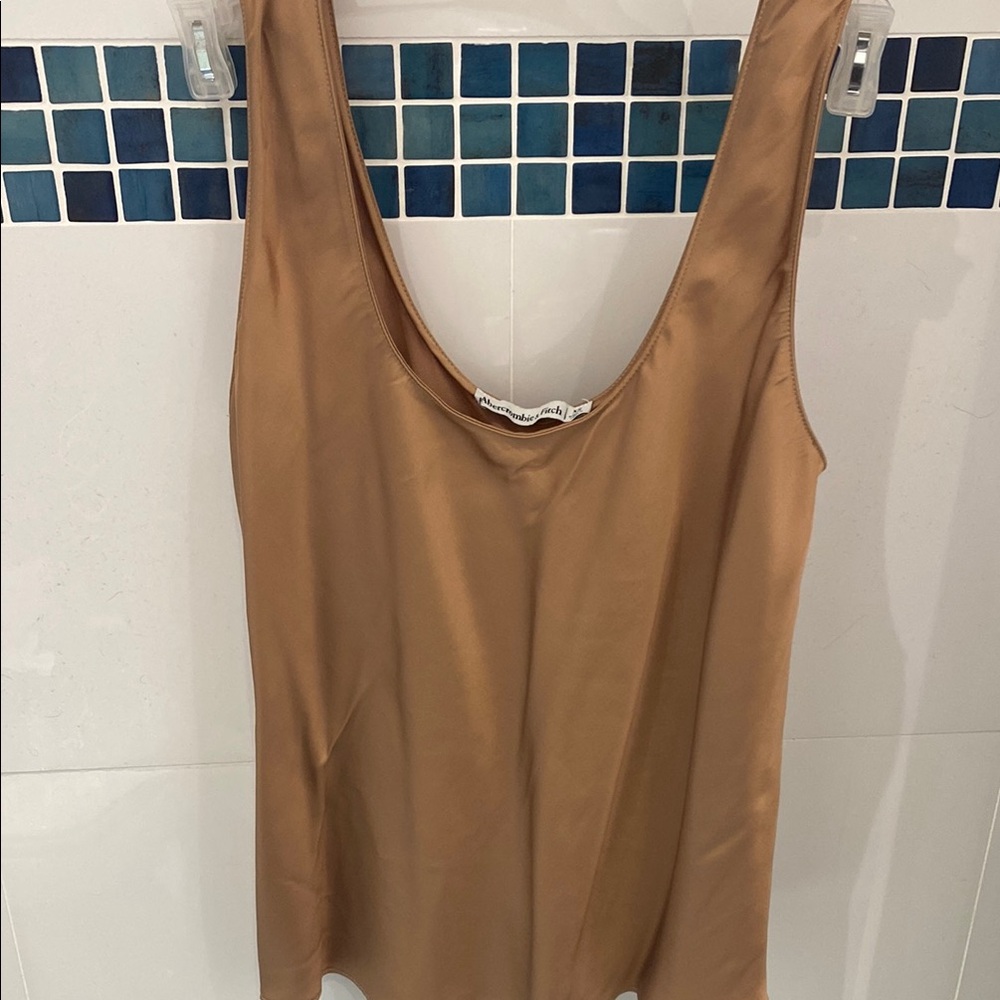 Abercrombie Tan Satin Tank Top